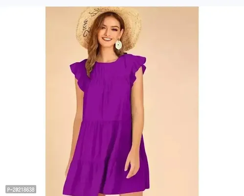 Stylish Purple Cotton Printed Fit And Flare Dress For Women