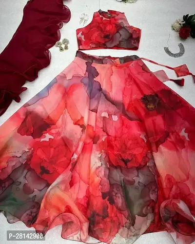 Trendy Organza Semi Stitched Lehenga Choli For Women