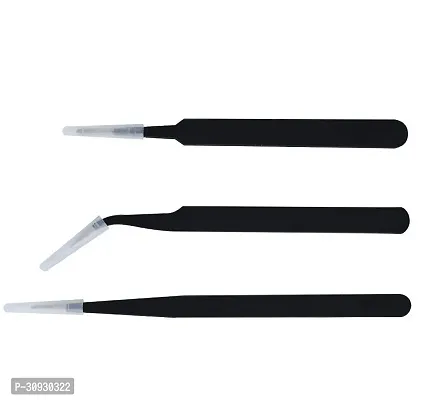 PagKis Set of 3 ESD Safe Tweezers for Electronics Repair Slim Tip Pointed Round Blunt and Curved Pointed Tip