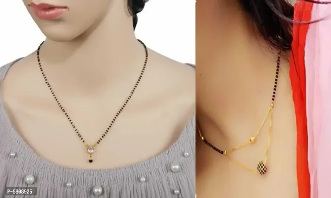 new traditional and stylish beautiful alloy women latest mangalsutra combo ( pack of 2 pis )