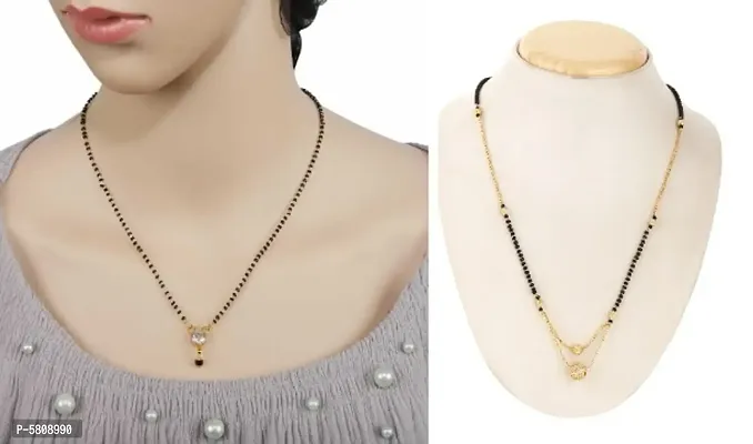 new traditional and stylish beautiful alloy women latest mangalsutra combo ( pack of 2 pis )-thumb0