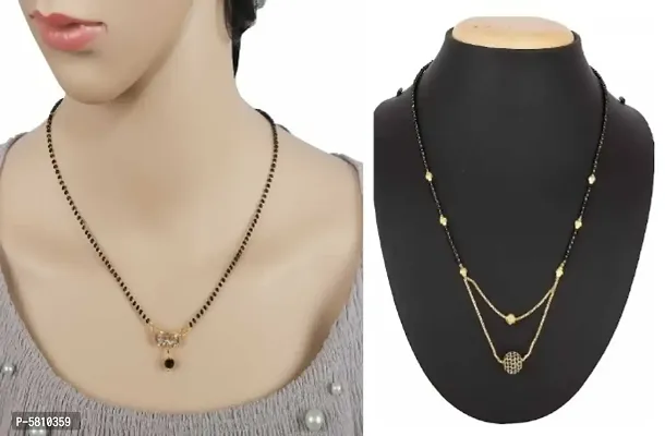 new traditional and stylish beautiful alloy women latest mangalsutra combo ( pack of 2 pis )