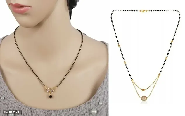 new traditional and stylish beautiful alloy women latest mangalsutra combo ( pack of 2 pis )-thumb0