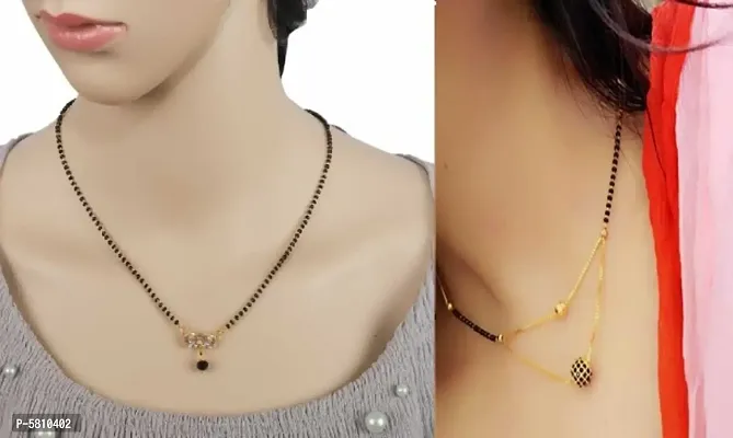 new traditional and stylish beautiful alloy women latest mangalsutra combo ( pack of 2 pis )-thumb0