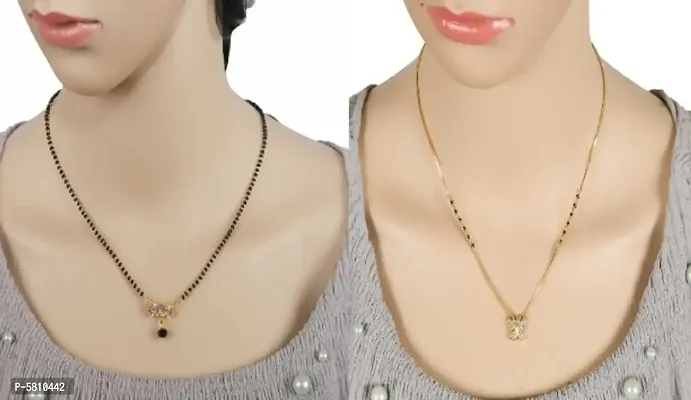 new traditional and stylish beautiful alloy women latest mangalsutra combo ( pack of 2 pis )