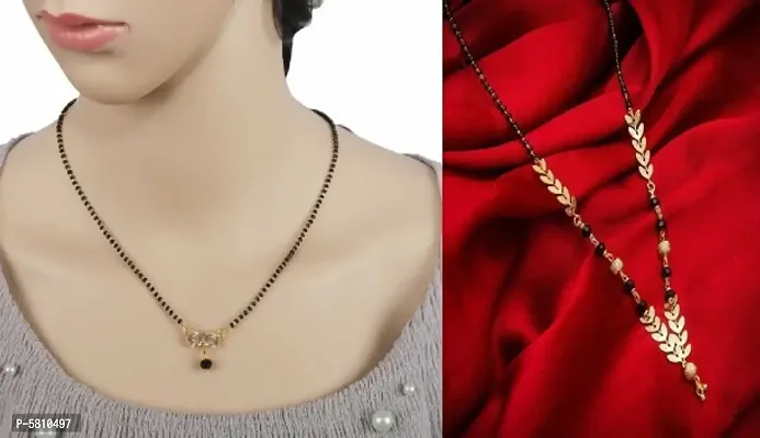 new traditional and stylish beautiful alloy women latest mangalsutra combo ( pack of 2 pis )-thumb0