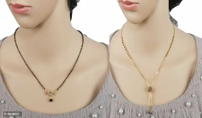 new traditional and stylish beautiful alloy women latest mangalsutra combo ( pack of 2 pis )-thumb0