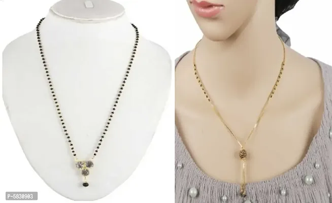 new traditional and stylish beautiful alloy women latest mangalsutra combo ( pack of 2 pis )