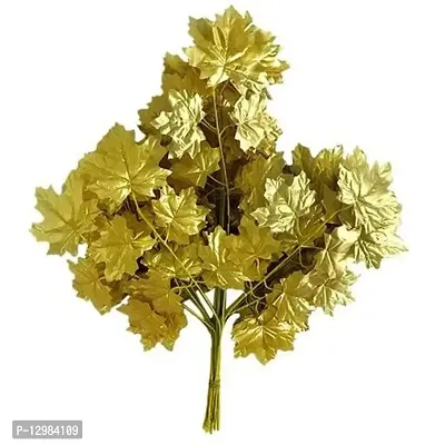 Artificial Maple Leaves Simulation Decorative Maple Leaves Fall Leaves for Home Wedding Party Decor Golden Artificial Plant pack of 12 PCS