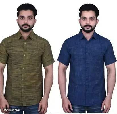 Reliable Cotton Short Sleeves Regular Fit Casual Shirt for Men Pack of 2-thumb0