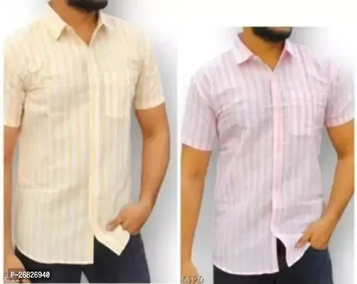 Reliable Cotton Short Sleeves Regular Fit Casual Shirt for Men Pack of 2-thumb0