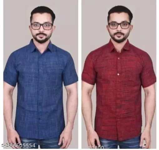 Stylish Short Sleeve Shirt For Men Pack Of 2