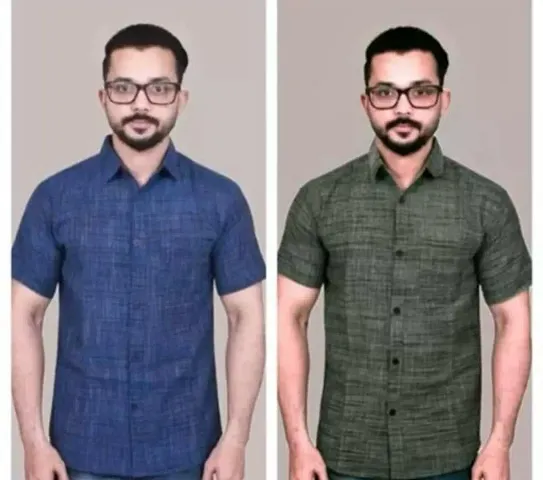 Stylish Short Sleeve Shirt For Men Pack Of 2