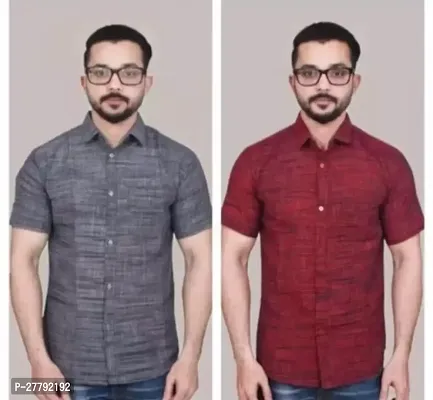 Stylish Cotton Short Sleeve Shirt For Men Pack Of 2