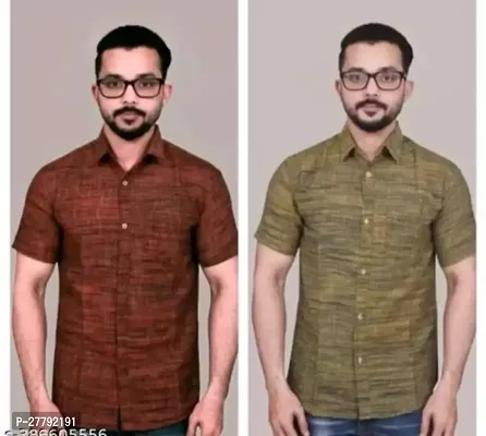 Stylish Cotton Short Sleeve Shirt For Men Pack Of 2