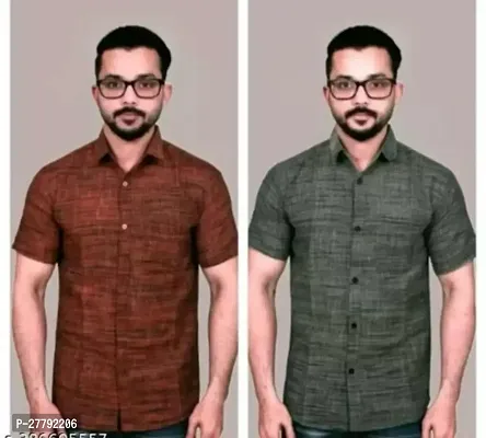 Stylish Cotton Short Sleeve Shirt For Men Pack Of 2