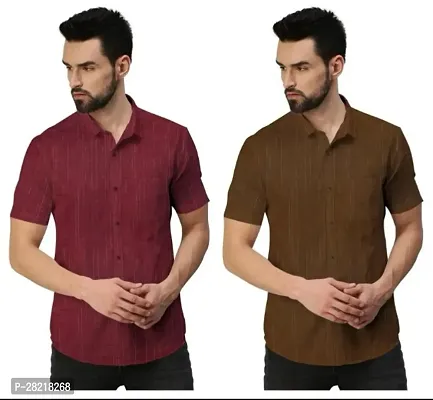 Cotton Solid Casual Shirt Pack of 2 For Men-thumb0