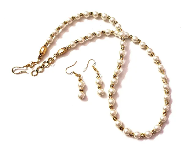 Itsy Bitsy Kolkata Handcrafted Artificial Pearl Beaded Tone Simple Yet Gorgeous Neckpiece Earring Jewellery Set for Women and Girls