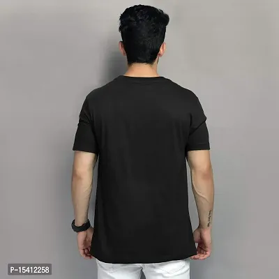 DAZEEL Men's Cotton Printed Round Neck Regular Fit Tshirt (Black)-thumb4