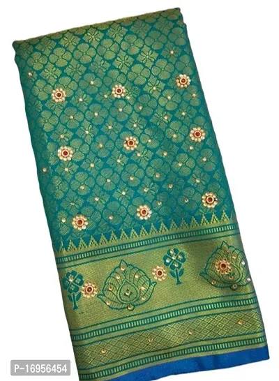 Brocade pattu silk saree with stone work-thumb0