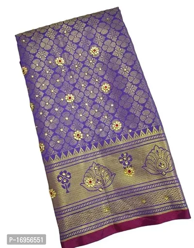 Brocade pattu silk saree with stone work-thumb0