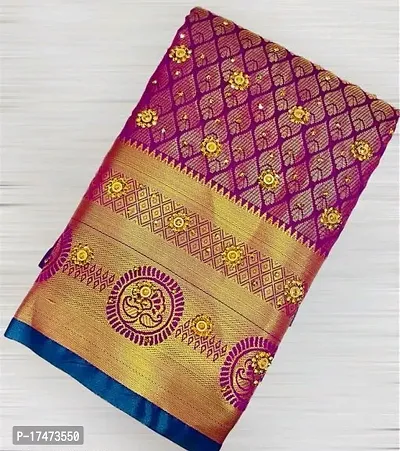 Kanjeevaram silk saree with stone work-thumb0