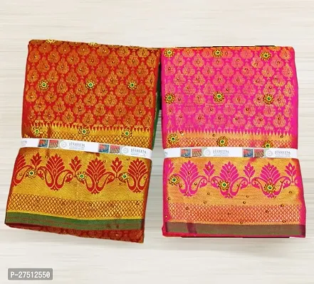 Pack Of 2 Kanjivaram Silk Brocade Saree With Blouse Piece