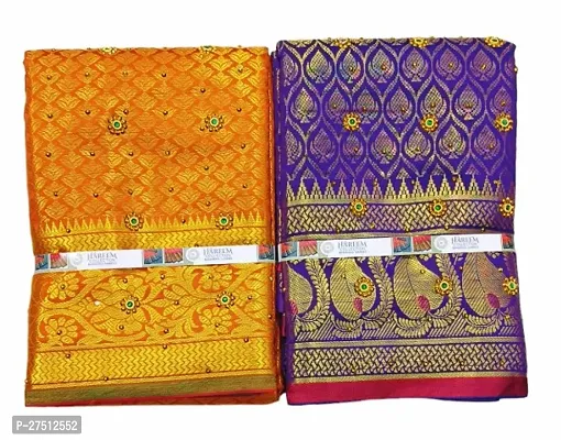 Pack Of 2 Kanjivaram Silk Brocade Saree With Blouse Piece