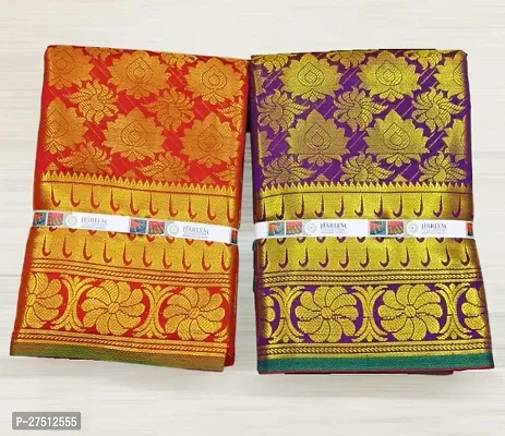 Pack Of 2 Kanjivaram Silk Brocade Saree With Blouse Piece