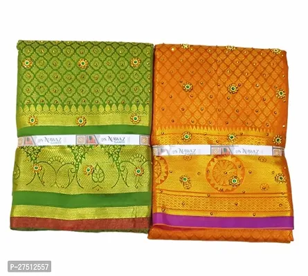 Pack Of 2 Kanjivaram Silk Brocade Saree With Blouse Piece