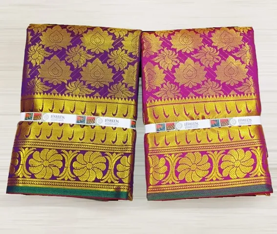 Pack Of 2 Kanjivaram Silk Brocade Saree With Blouse Piece