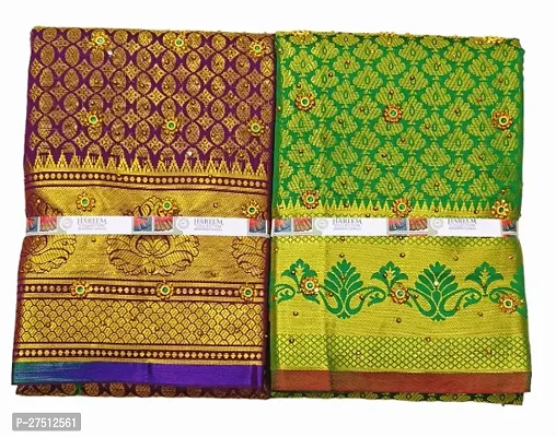Pack Of 2 Kanjivaram Silk Brocade Saree With Blouse Piece