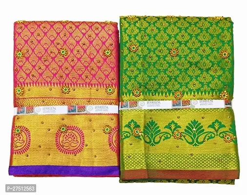 Pack Of 2 Kanjivaram Silk Brocade Saree With Blouse Piece