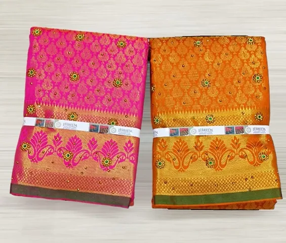 Pack Of 2 Kanjivaram Silk Brocade Saree With Blouse Piece