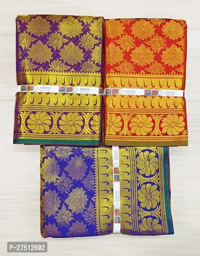 Pack of 3 Kanjivaram Silk Brocade Saree With Blouse Piece