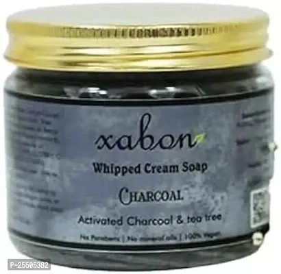 Xabon Whipped Cream Soap -100Gram Charcoal Shower Cream Body Wash Anti-Acne Body  Face Wash Paraben Free Ph Balanced Intense Hydration - Soaps Pack Of 1-thumb0