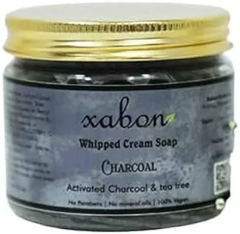 Xabon Whipped Cream Soap -100Gram Charcoal Shower Cream Body Wash Anti-Acne Body  Face Wash Paraben Free Ph Balanced Intense Hydration - Soaps Pack Of 1