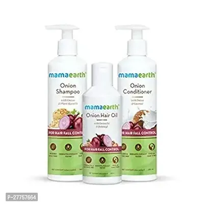 Mamaearth Anti Hair Fall Spa Range Hair Care Set: Onion Shampoo 250 ml + Onion Conditioner 250 ml + Onion Hair Oil 150 ml-thumb0