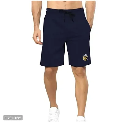 Stylish Navy Blue Cotton Solid Regular Shorts For Men