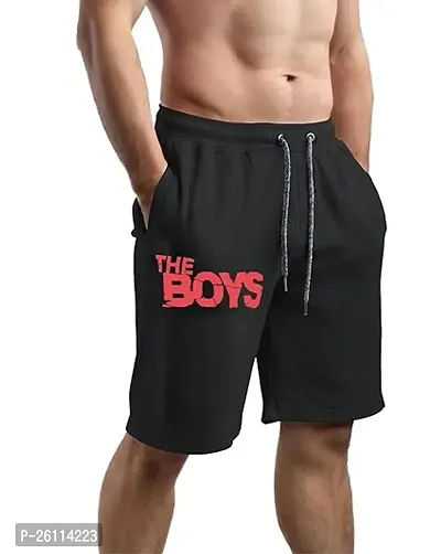 Stylish Black Cotton Solid Regular Shorts For Men-thumb0