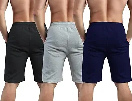 Trendy Multicoloured Fleece Shorts For Men Pack Of 3-thumb3