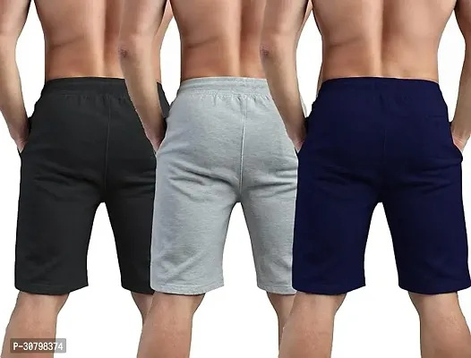 Trendy Multicoloured Fleece Shorts For Men Pack Of 3-thumb4