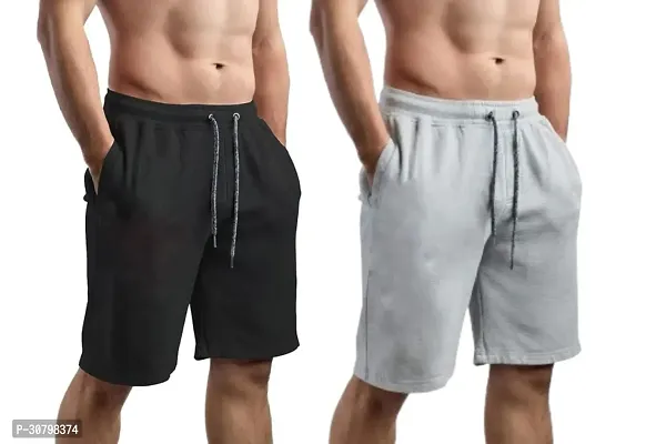 Trendy Multicoloured Fleece Shorts For Men Pack Of 3-thumb2