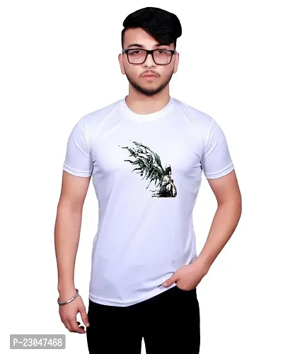 Reliable Round Neck Graphic Printed White T-Shirt