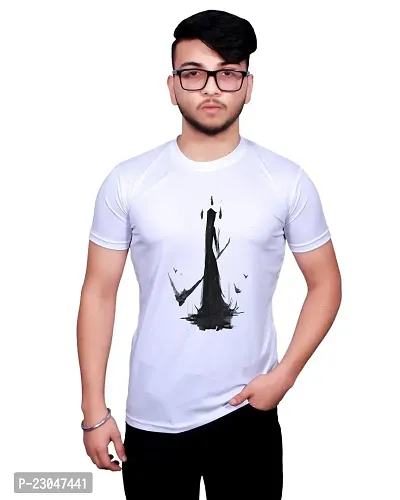 Reliable Round Neck Graphic Printed White T-Shirt-thumb0