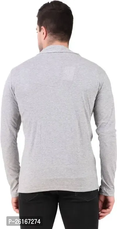 Stylish Grey Cotton Blend Solid Shrug For Men-thumb3