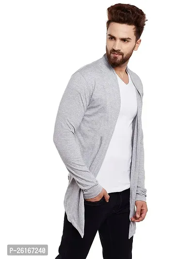 Stylish Grey Cotton Blend Solid Shrug For Men-thumb2