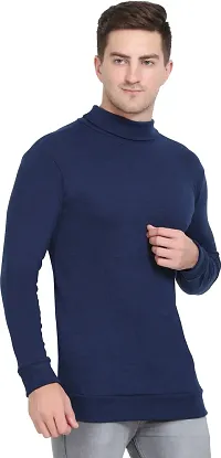 MATT PIE Full Sleeve Navy Blue Turtle Neck Casual Men Tshirt-thumb2