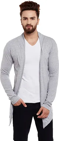 Glito Men's Cotton Open Full Sleeves Cardigan/Shurg/Cardigan in Color Light Grey