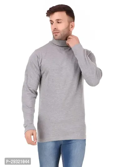 MATT PIE Full Sleeve Grey Turtle Neck Casual Men Tshirt-thumb0